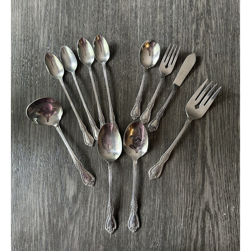 11 Oneida Distinction Deluxe Stainless HH Kennett Square Serving Set Tea Spoons